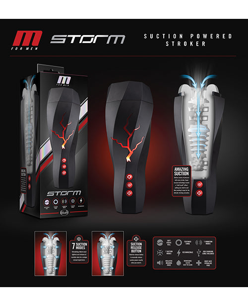 M For Men Storm Rechargeable Masturbator - Black/Red