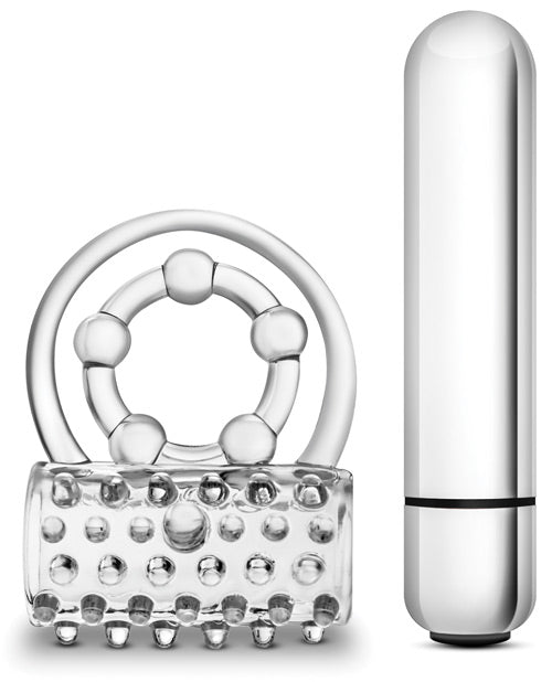 Stay Hard Vibrating Super Clitifier Cock Ring With Bullet - Clear