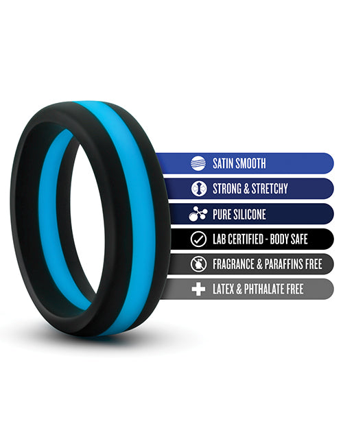 Performance Silicone Go Pro Cock Ring - Black/Blue
