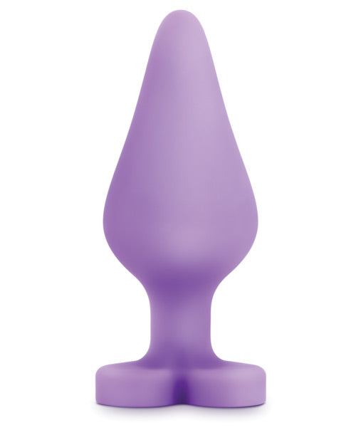 Play with Me Naughty Candy Heart Do Me Now Silicone Butt Plug - Purple