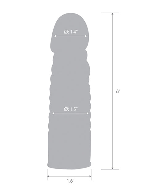 Blue Line Ribbed Realistic Penis Enhancing Sleeve Extension 6in - Smoke