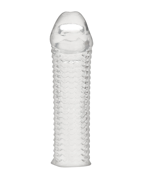 Blue Line Clear Textured Penis Enhancing Sleeve Extension 6.5in - Clear