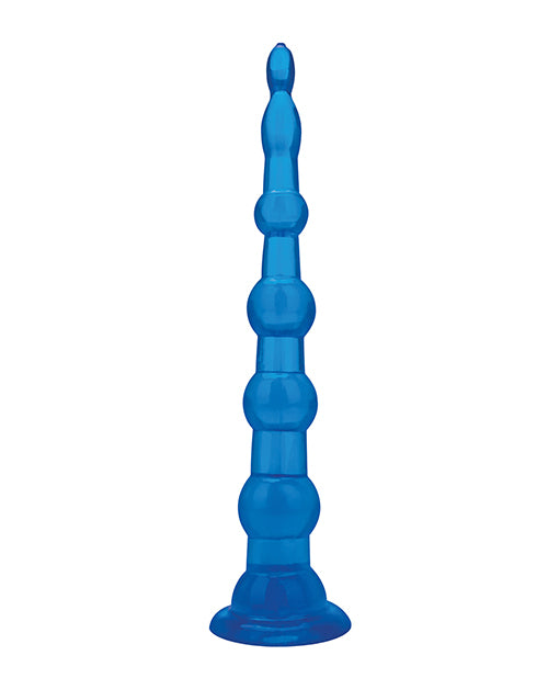 Blue Line Anal Beads with Suction Cup 8.5in - Blue