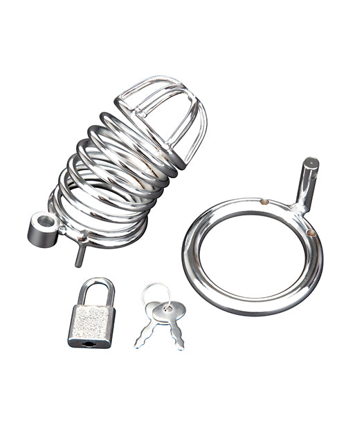 Blue Line Deluxe Chastity Cage - Stainless Steel