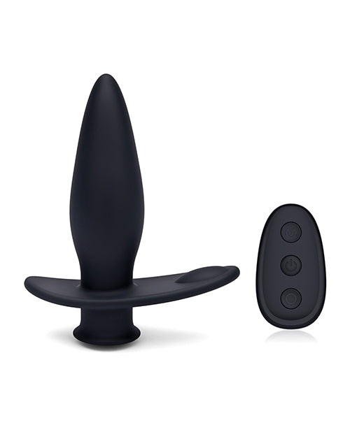 Blue Line Pointer Silicone Deep Drilling Butt Plug with Remote Control - Black