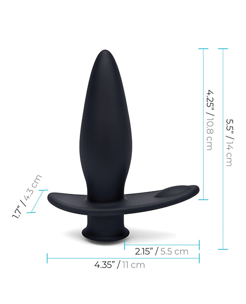 Blue Line Pointer Silicone Deep Drilling Butt Plug with Remote Control - Black
