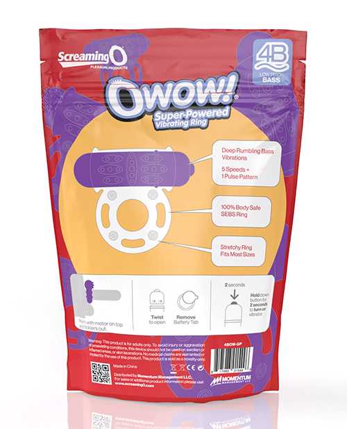 Screaming O 4B O Wow Vibrating Ring - Grape