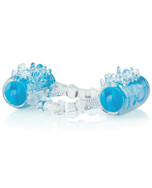 Color Pop Quickie Two-O Silicone Dual Vibrating Cock Ring - Blue