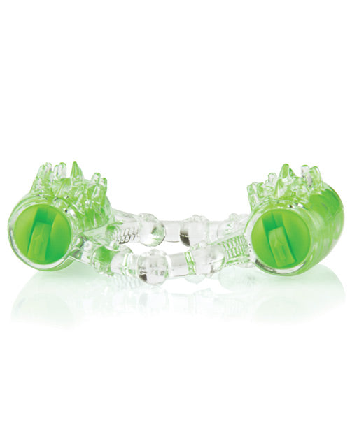 Color Pop Quickie Two-O Silicone Dual Vibrating Cock Ring - Green