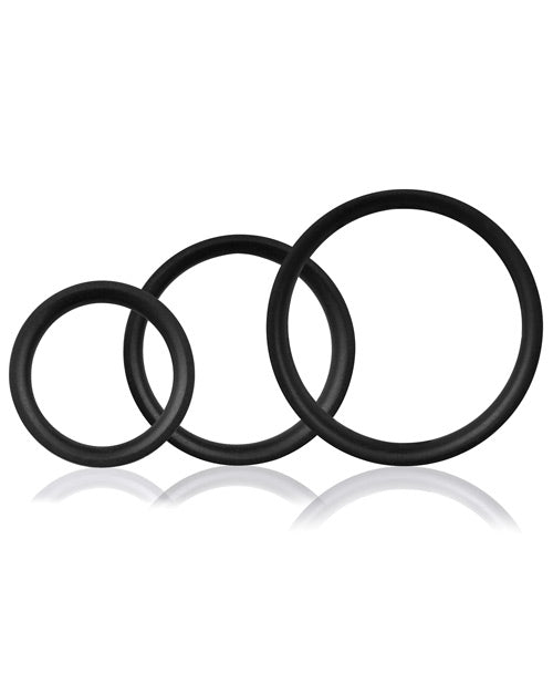 RingO Pro x3 Silicone Cock Rings Set Waterproof - Black (3 piece pack)