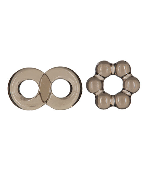 PowerBullet Got Big D Super Stretch Cock Rings (2 pack) - Black