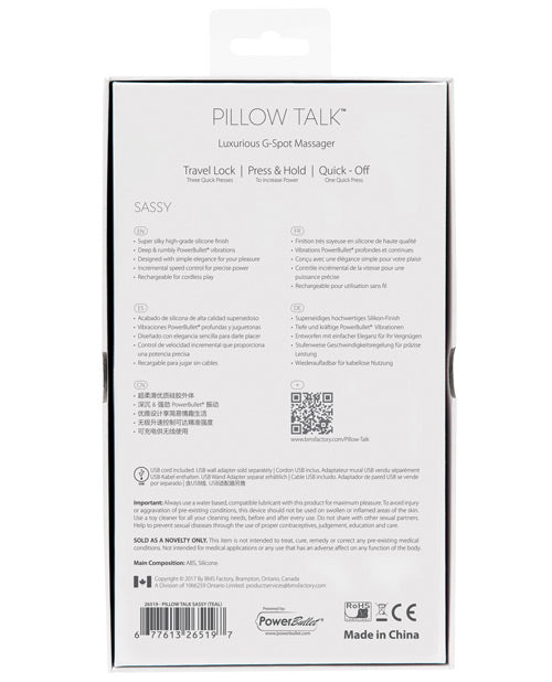 Pillow Talk Sassy Silicone Rechargeable G-Spot Vibrator - Teal