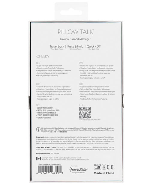 Pillow Talk Cheeky Silicone Rechargeable Wand Massager - Teal