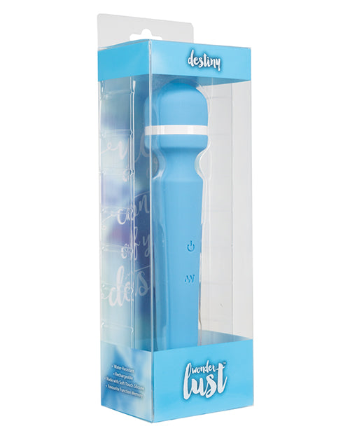 Wonderlust Destiny Silicone Rechargeable Wand Massager - Blue