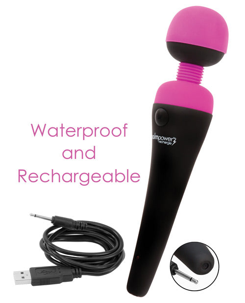 PalmPower Rechargeable Silicone Personal Wand Massager - Fuschia