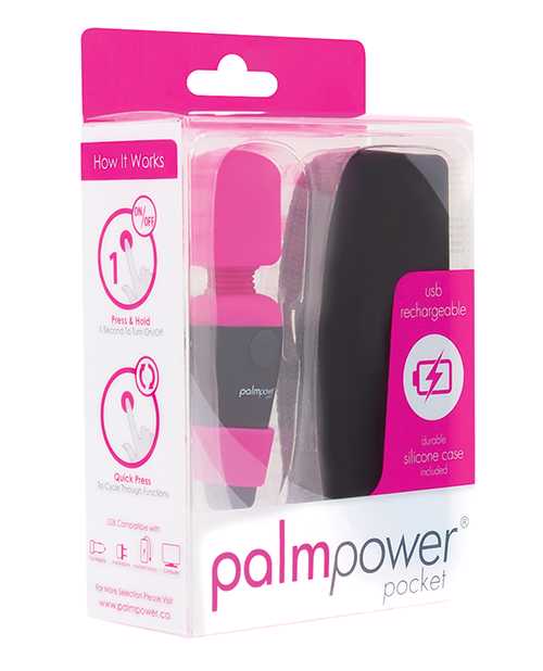 PalmPower Pocket Silicone Rechargeable Mini Wand Massager - Pink