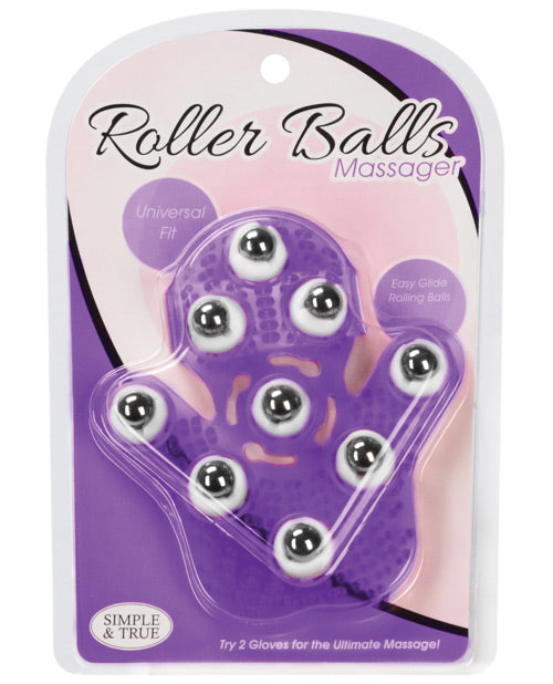 Simple and True Roller Balls Massager Glove - Purple