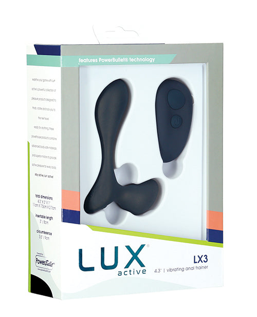 LUX Active LX3 Silicone Rechargeable Anal Trainer with Bullet and Remote Control - Navy