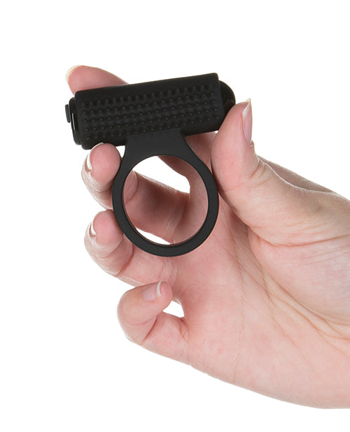 PowerBullet Cosmic Ring Rechargeable Silicone Vibrating Cock Ring - Black