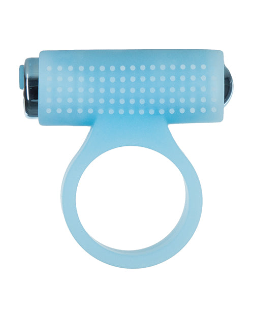 PowerBullet Cosmic Ring Rechargeable Silicone Vibrating Cock Ring - Glow in the Dark Blue