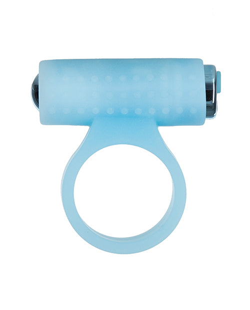 PowerBullet Cosmic Ring Rechargeable Silicone Vibrating Cock Ring - Glow in the Dark Blue