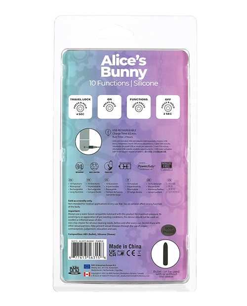 PowerBullet Alice`s Bunny Silicone Rechargeable Rabbit - Purple