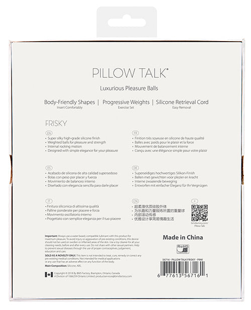 Pillow Talk Luxurious Pleasure Balls Silicone Kegel Balls- Pink