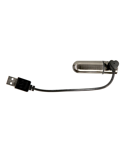 PowerBullet First Class Rechargeable Mini Bullet with Crystal - Gun Metal