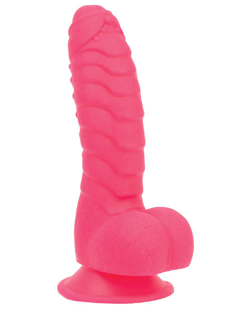 Addiction Toy Collection Tom Silicone Dildo with Balls 7in - Pink