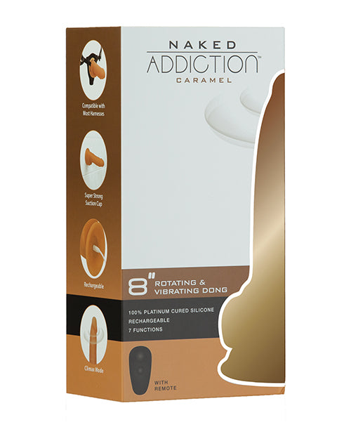 Naked Addiction Silicone Dual Density Dildo with Bonus PowerBullet 8in - Caramel