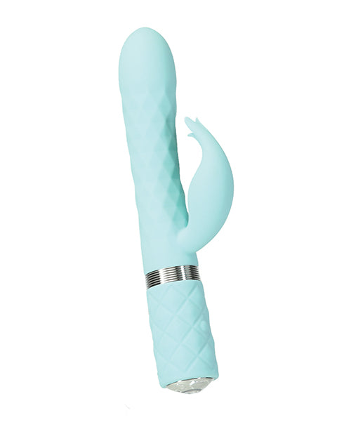 Pillow Talk Lively Silicone Rechargeable Rabbit Vibrator with Swarovski Crystal - Teal