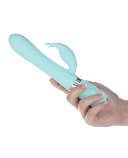 Pillow Talk Lively Silicone Rechargeable Rabbit Vibrator with Swarovski Crystal - Teal