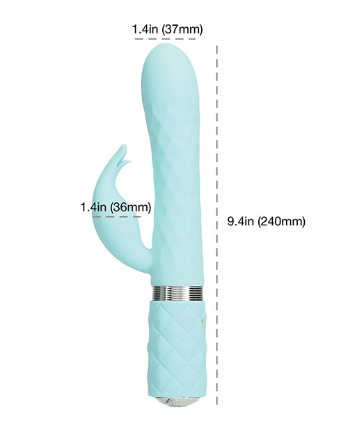 Pillow Talk Lively Silicone Rechargeable Rabbit Vibrator with Swarovski Crystal - Teal