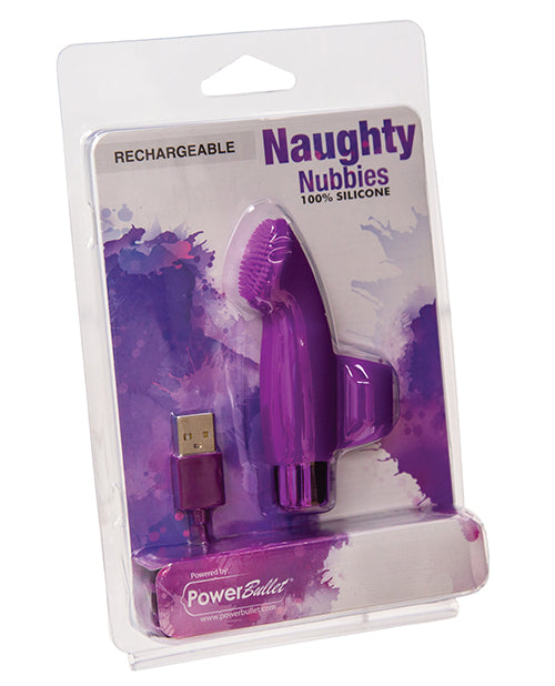 PowerBullet Naughty Nubbies Silicone Rechargeable Finger Massager - Purple