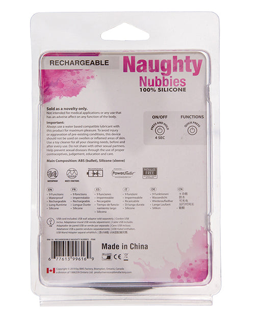 PowerBullet Naughty Nubbies Silicone Rechargeable Finger Massager - Pink
