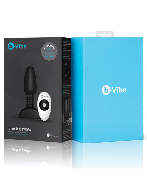 B-Vibe Rimming Petite Rechargeable Silicone Anal Plug with Remote Control - Black