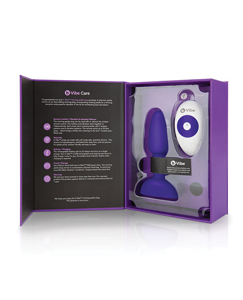 B-Vibe Rimming Petite Rechargeable Silicone Anal Plug with Remote Control - Purple