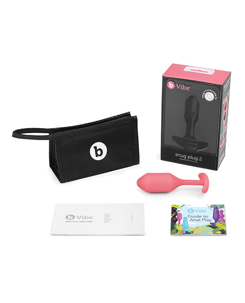 B-Vibe Snug Plug 2 Silicone Weighted Anal Plug - Coral