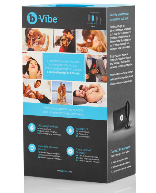 B-Vibe Snug Plug 3 Silicone Weighted Anal Plug - Black