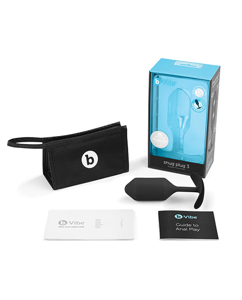 B-Vibe Snug Plug 3 Silicone Weighted Anal Plug - Black