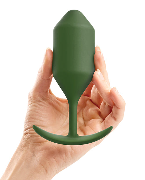 B-Vibe Snug Plug 4 Silicone Weighted Anal Plug - Army Green