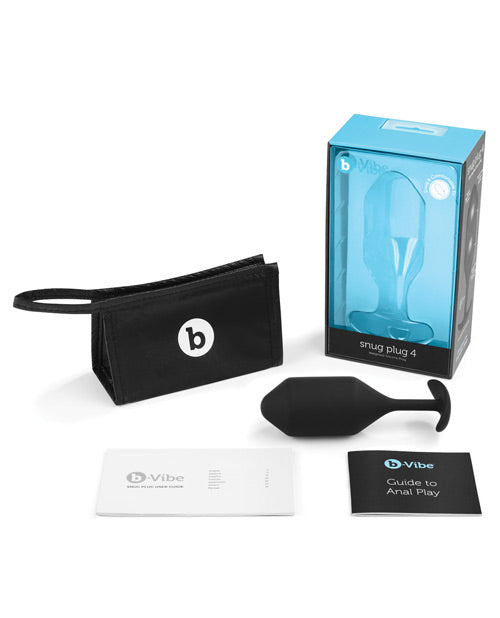 B-Vibe Snug Plug 4 Silicone Weighted Anal Plug - Black