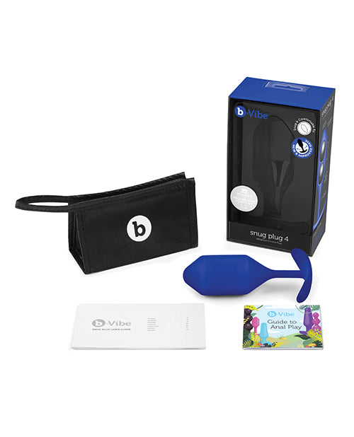 B-Vibe Snug Plug 4 Silicone Weighted Anal Plug - Navy