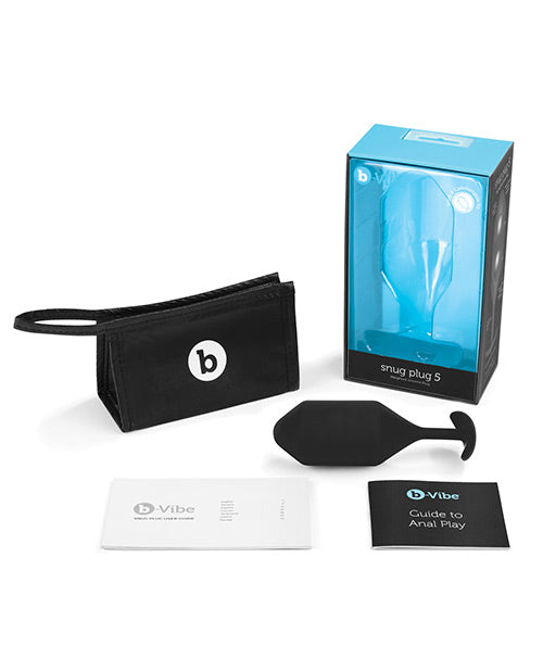 B-Vibe Snug Plug 5 Silicone Weighted Anal Plug - Black