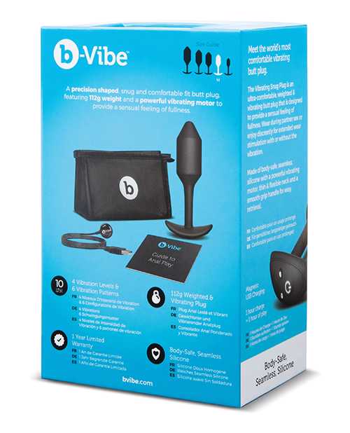 B-Vibe Vibrating Snug Plug 2 Rechargeable Silicone Anal Plug - Black