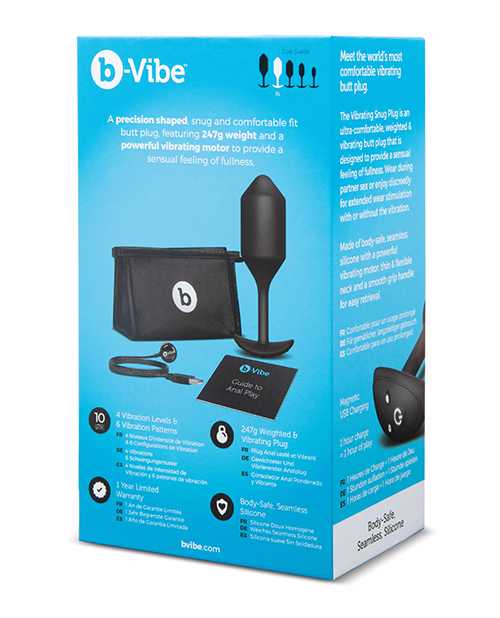 B-Vibe Vibrating Snug Plug 4 Rechargeable Silicone Anal Plug - Black