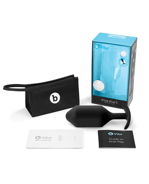 B-Vibe Snug Plug 6 Silicone Weighted Anal Plug - Black