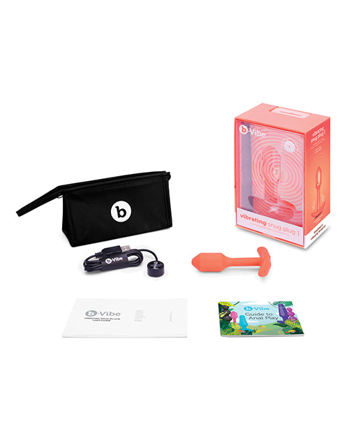 B-Vibe Vibrating Snug Plug Rechargeable Silicone Anal Plug - Small - Orange