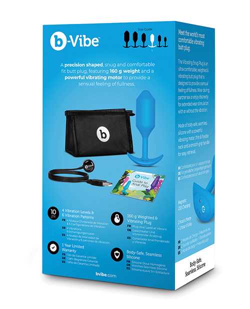 B-Vibe Vibrating Snug Plug Rechargeable Silicone Anal Plug - Large - Blue