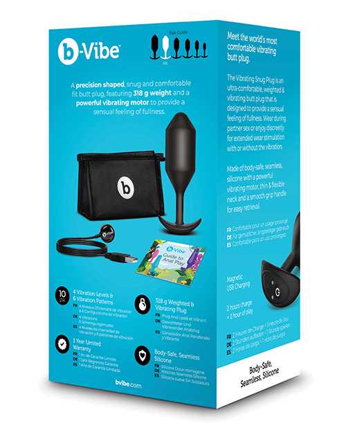 B-Vibe Vibrating Snug Plug Rechargeable Silicone Anal Plug - XXLarge - Black